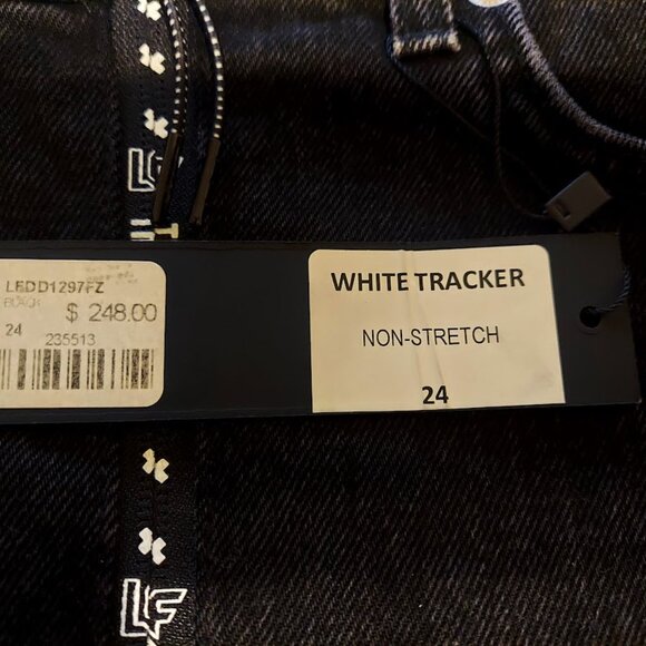 LF The Brand Black Denim Mini Skirt 24 White Tracker Front Zip New MSRP $248 - Picture 10 of 12